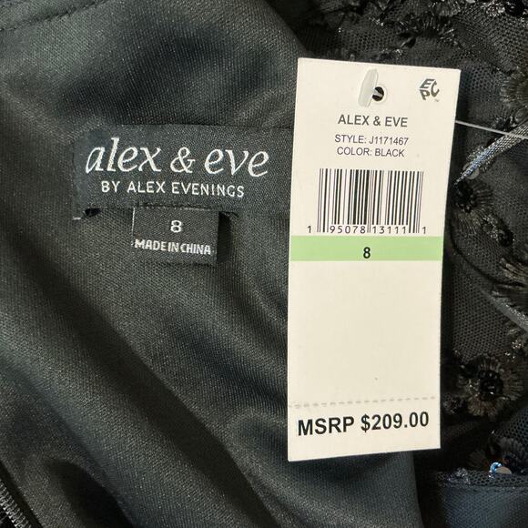 Alex Evenings Women's Cocktail Dress Size 8 Black Sequined Sleeveless Mid Sheath - Picture 10 of 14